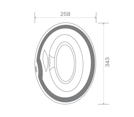 Technický nákres komerční vířivky USSPA Arena rozměry 343 x 258 x 79 cm | © USSPA