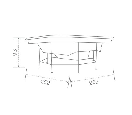 Technický nákres komerční vířivky USSPA Divan rozměry 252 x 252 x 81 cm | © USSPA