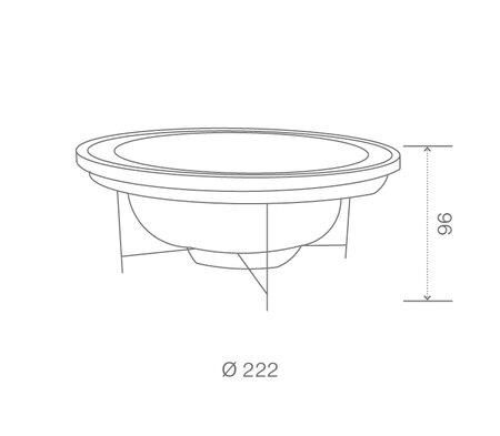 Technický nákres komerční vířivky USSPA Polo rozměry 222 x 222 x 79 cm | © USSPA