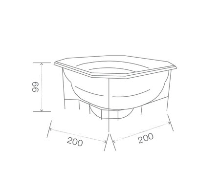 Technický nákres komerční vířivky USSPA Rondo rozměry 200 x 200 x 82,5 cm | © USSPA