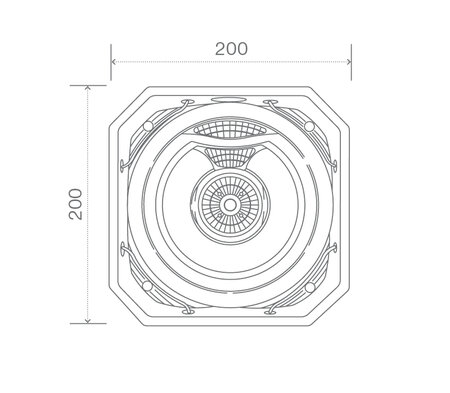 Technický nákres komerční vířivky USSPA Rondo rozměry 200 x 200 x 82,5 cm | © USSPA
