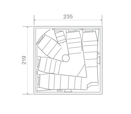 Technický nákres privátní vířivky USSPA Columba iN rozměry 219 x 235 x 97 cm | © USSPA