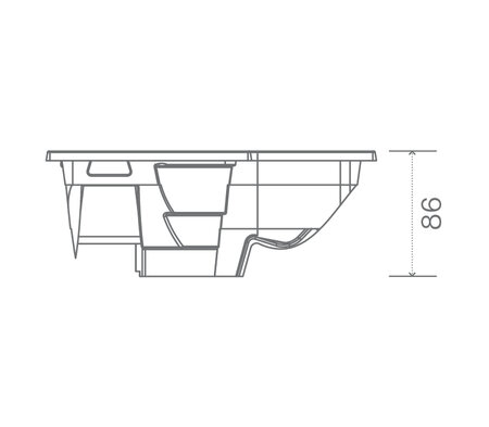 Technický nákres privátní vířivky USSPA Combi iN rozměry 225 x 225 x 86 cm | © USSPA