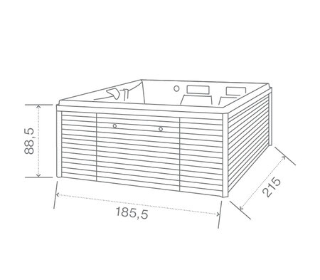 Technický nákres privátní vířivky USSPA Draco iN rozměry 179 x 209 x 79 cm | © USSPA