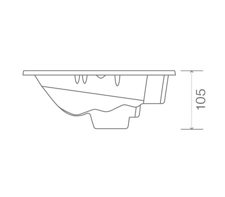 Technický nákres privátní vířivky USSPA Lounge iN rozměry 250 x 225 x 105 cm | © USSPA