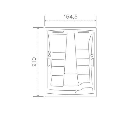 Technický nákres privátní vířivky USSPA Lyra iN rozměry 154,5 x 210 x 78,5 cm | © USSPA