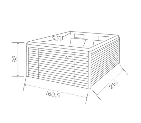 Technický nákres privátní vířivky USSPA Lyra iN rozměry 154,5 x 210 x 78,5 cm | © USSPA