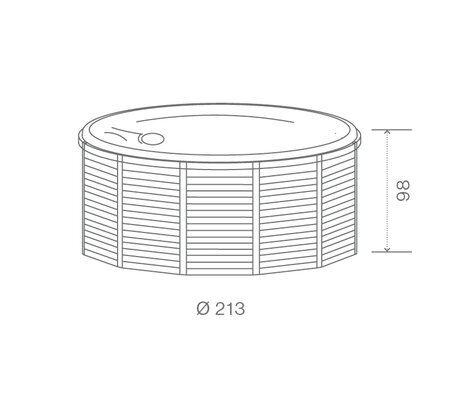 Technický nákres privátní vířivky USSPA Noel rozměry 200 x 200 x 90 cm | © USSPA