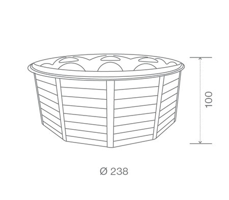 Technický nákres privátní vířivky USSPA Orion iN rozměry 232 x 232 x 93,5 cm | © USSPA