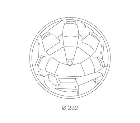 Technický nákres privátní vířivky USSPA Orion iN rozměry 232 x 232 x 93,5 cm | © USSPA