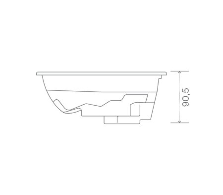 Technický nákres privátní vířivky USSPA Taurus iN rozměry 219 x 219 x 90,5 cm | © USSPA